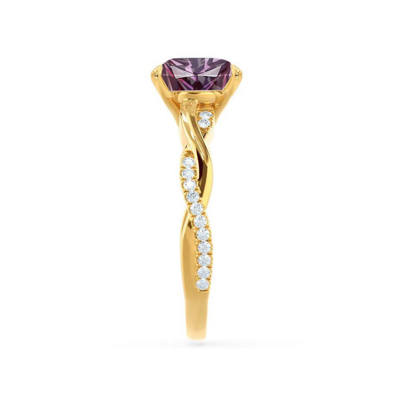EDEN - Chatham® Princess Alexandrite & Diamond 18k Yellow Gold Vine Solitaire Ring