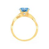 EDEN - Chatham® Princess Aqua Spinel & Diamond 18k Yellow Gold Vine Solitaire Ring