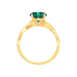 EDEN - Chatham® Princess Emerald & Diamond 18k Yellow Gold Vine Solitaire Ring