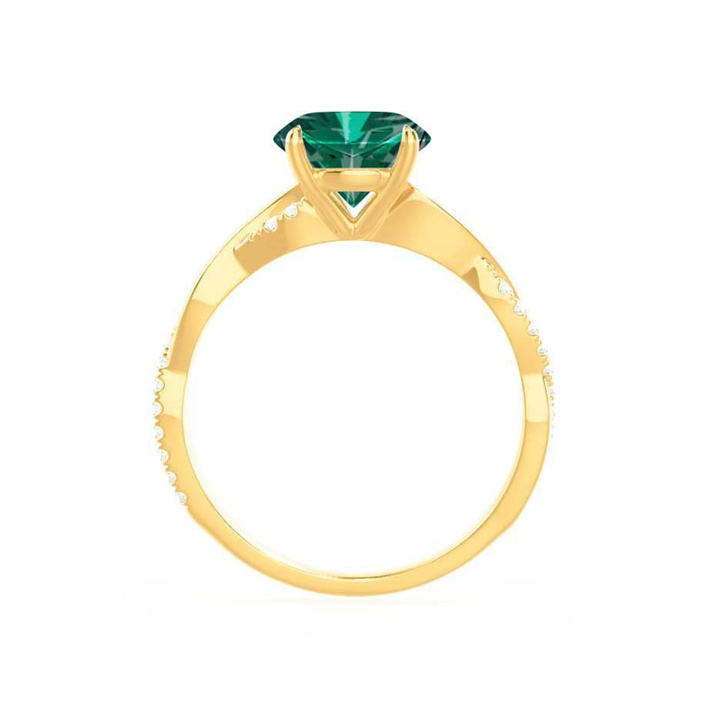 EDEN - Chatham® Princess Emerald & Diamond 18k Yellow Gold Vine Solitaire Ring