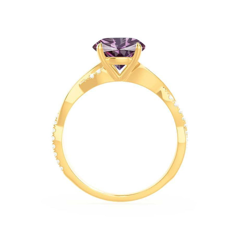 EDEN - Chatham® Princess Alexandrite & Diamond 18k Yellow Gold Vine Solitaire Ring