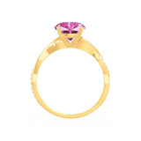 EDEN - Chatham® Princess Pink Sapphire & Diamond 18k Yellow Gold Vine Solitaire Ring