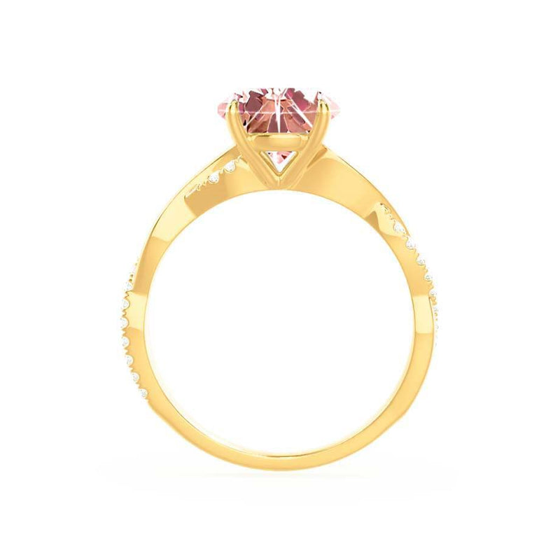 EDEN - Chatham® Princess Champagne Sapphire & Diamond 18k Yellow Gold Vine Solitaire Ring