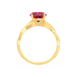 EDEN - Chatham® Princess Ruby & Diamond 18k Yellow Gold Vine Solitaire Ring