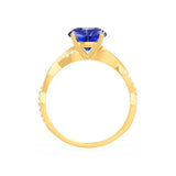 EDEN - Chatham® Princess Blue Sapphire & Diamond 18k Yellow Gold Vine Solitaire Ring