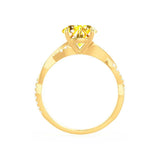 EDEN - Chatham® Princess Yellow Sapphire & Diamond 18k Yellow Gold Vine Solitaire Ring