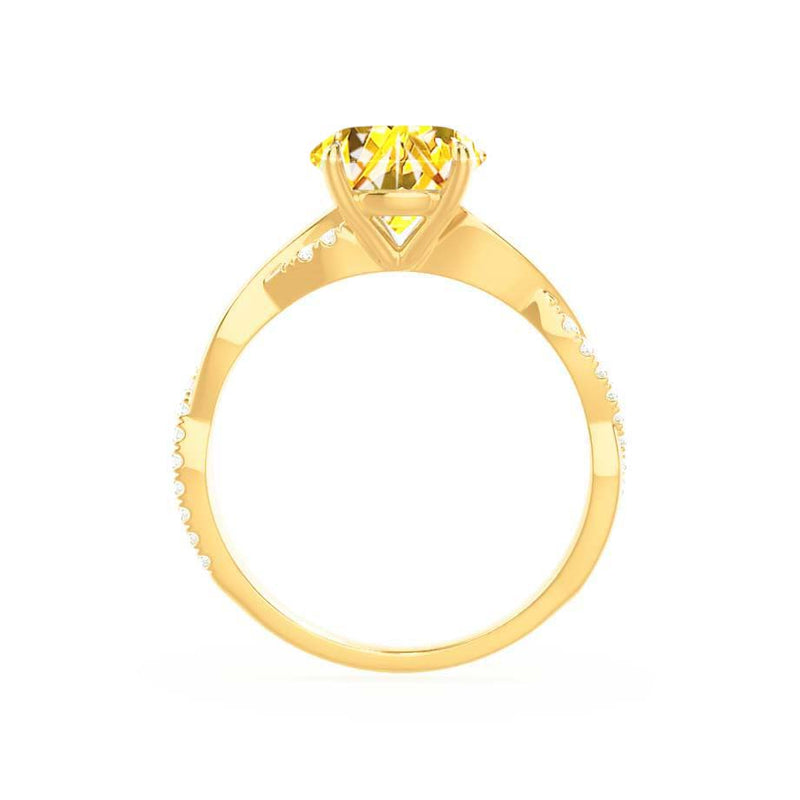 EDEN - Chatham® Princess Yellow Sapphire & Diamond 18k Yellow Gold Vine Solitaire Ring