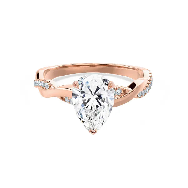 EDEN - Pear Lab Diamond 18k Rose Gold Vine Solitaire