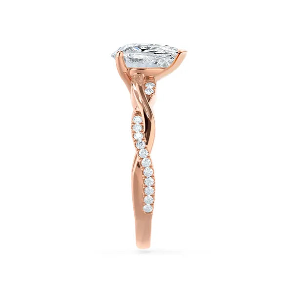 EDEN - Pear Lab Diamond 18k Rose Gold Vine Solitaire