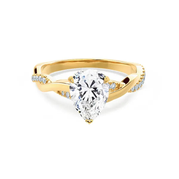 EDEN - Pear Lab Diamond 18k Yellow Gold Vine Solitaire