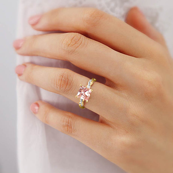 EDEN - Chatham® Princess Champagne Sapphire & Diamond 18k Yellow Gold Vine Solitaire Ring