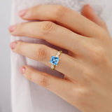 EDEN - Chatham® Princess Aqua Spinel & Diamond 18k Yellow Gold Vine Solitaire Ring