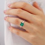 EDEN - Chatham® Princess Emerald & Diamond 18k Rose Gold Vine Solitaire Ring