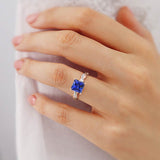 EDEN - Chatham® Princess Blue Sapphire & Diamond 18k Rose Gold Vine Solitaire Ring