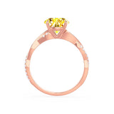 EDEN - Chatham® Princess Yellow Sapphire & Diamond 18k Rose Gold Vine Solitaire Ring