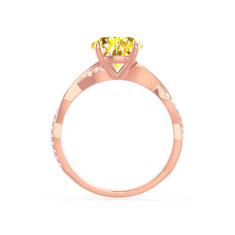 EDEN - Chatham® Princess Yellow Sapphire & Diamond 18k Rose Gold Vine Solitaire Ring