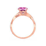 EDEN - Chatham® Princess Pink Sapphire & Diamond 18k Rose Gold Vine Solitaire Ring