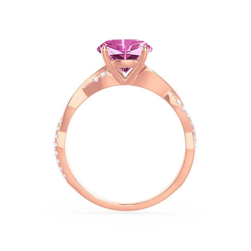 EDEN - Chatham® Princess Pink Sapphire & Diamond 18k Rose Gold Vine Solitaire Ring