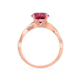 EDEN - Chatham® Princess Ruby & Diamond 18k Rose Gold Vine Solitaire Ring