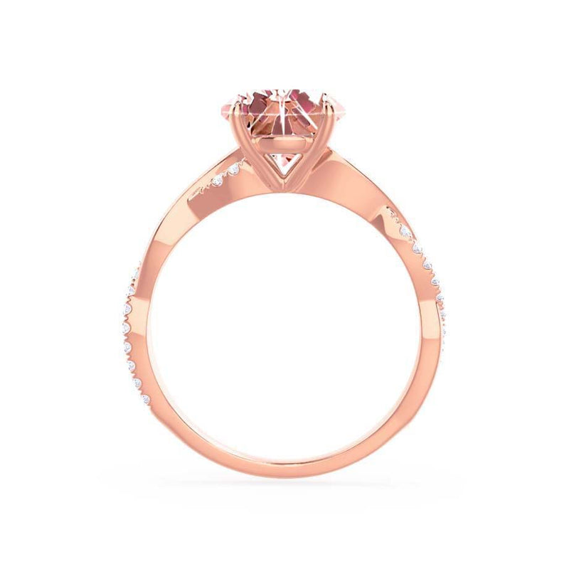 EDEN - Chatham® Princess Champagne Sapphire & Diamond 18k Rose Gold Vine Solitaire Ring