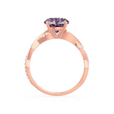 EDEN - Chatham® Princess Alexandrite & Diamond 18k Rose Gold Vine Solitaire Ring