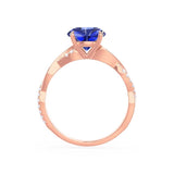 EDEN - Chatham® Princess Blue Sapphire & Diamond 18k Rose Gold Vine Solitaire Ring