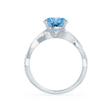 EDEN - Chatham® Princess Aqua Spinel & Diamond 18k White Gold Vine Solitaire Ring