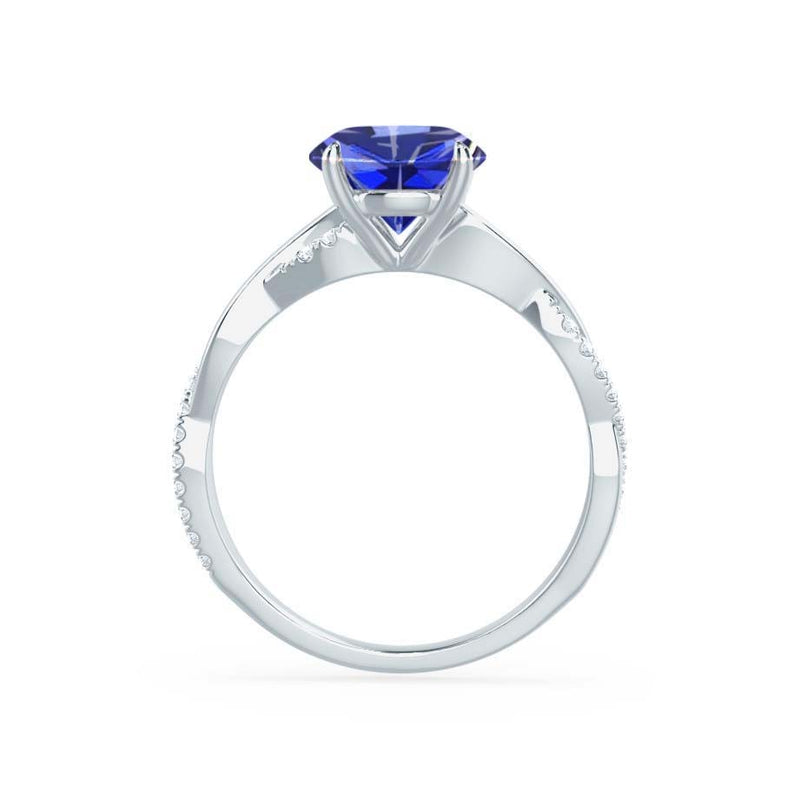 EDEN - Chatham® Princess Blue Sapphire & Diamond 950 Platinum Vine Solitaire Ring
