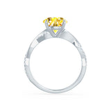 EDEN - Chatham® Princess Yellow Sapphire & Diamond 18k White Gold Vine Solitaire Ring