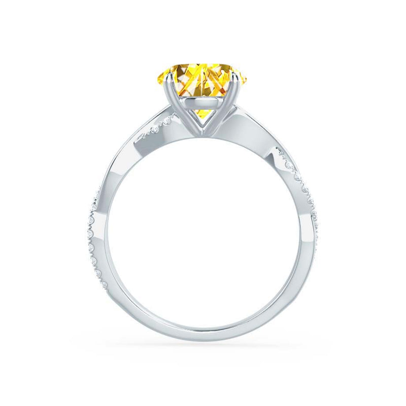 EDEN - Chatham® Princess Yellow Sapphire & Diamond 18k White Gold Vine Solitaire Ring