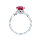 EDEN - Chatham® Princess Ruby & Diamond 18k White Gold Vine Solitaire Ring
