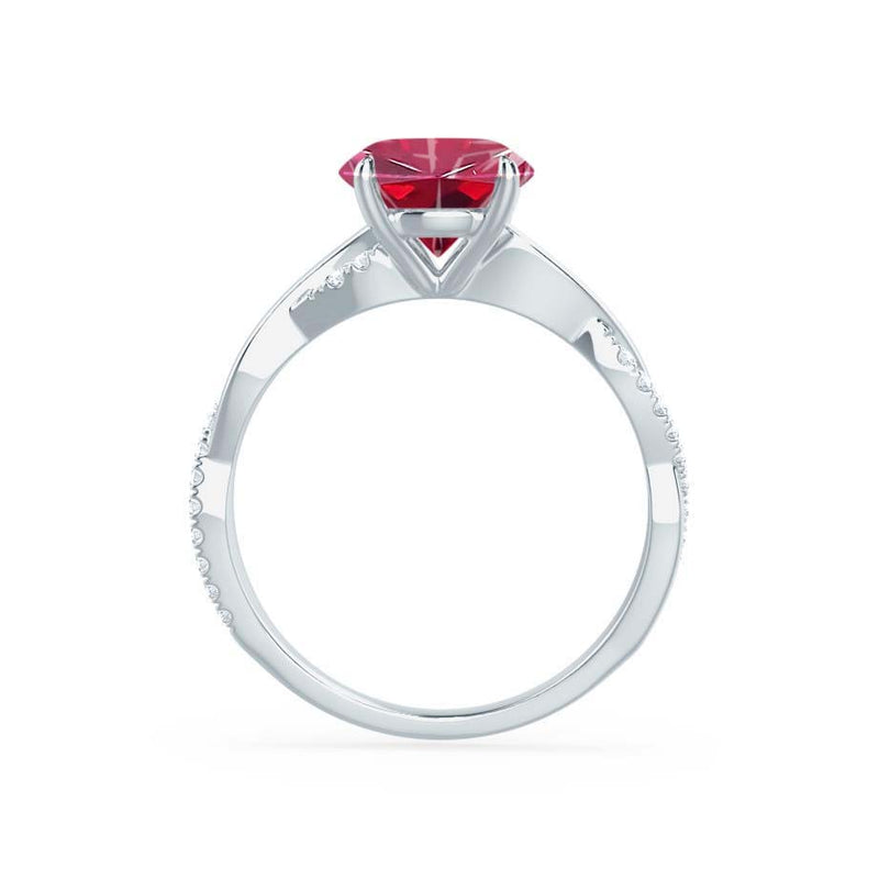 EDEN - Chatham® Princess Ruby & Diamond 18k White Gold Vine Solitaire Ring
