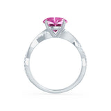 EDEN - Chatham® Princess Pink Sapphire & Diamond 18k White Gold Vine Solitaire Ring