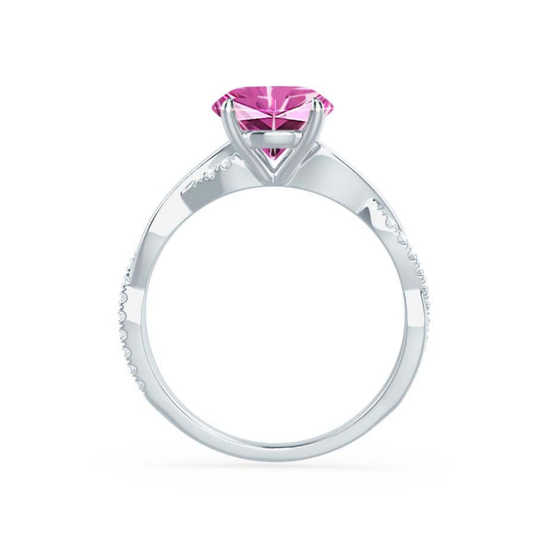 EDEN - Chatham® Princess Pink Sapphire & Diamond 18k White Gold Vine Solitaire Ring