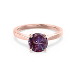 ELENA - Chatham® Round Alexandrite Solitaire Engagement Ring 18k Rose Gold
