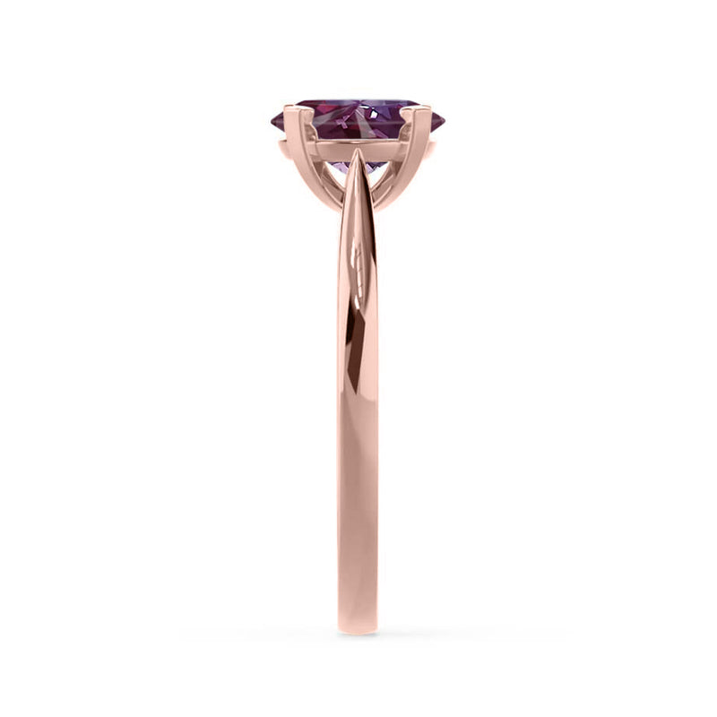 ELENA - Chatham® Round Alexandrite Solitaire Engagement Ring 18k Rose Gold