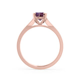 ELENA - Chatham® Round Alexandrite Solitaire Engagement Ring 18k Rose Gold