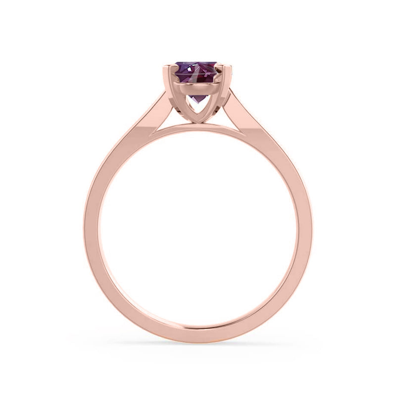 ELENA - Chatham® Round Alexandrite Solitaire Engagement Ring 18k Rose Gold