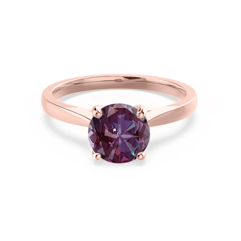 ELENA - Chatham® Round Alexandrite Solitaire Engagement Ring 18k Rose Gold