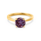 ELENA - Chatham® Round Alexandrite Solitaire Engagement Ring 18k Yellow Gold