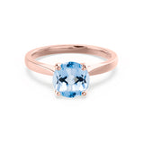 ELENA - Chatham® Round Aqua Spinel Solitaire Engagement Ring 18k Rose Gold