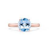 ELENA - Chatham® Round Aqua Spinel Solitaire Engagement Ring 18k Rose Gold