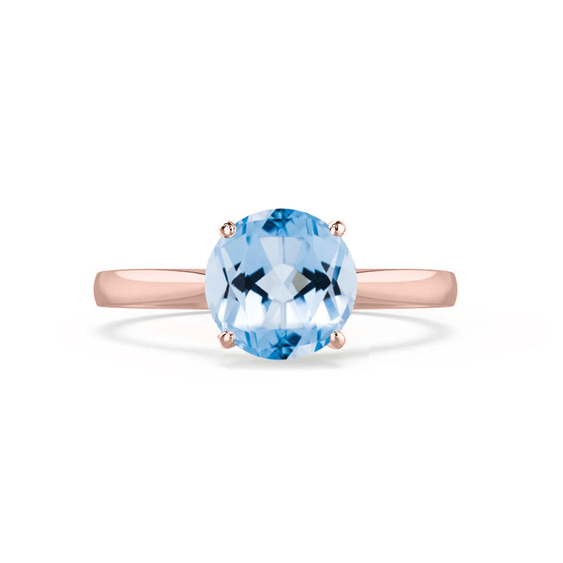 ELENA - Chatham® Round Aqua Spinel Solitaire Engagement Ring 18k Rose Gold