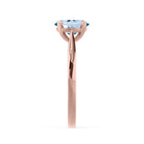 ELENA - Chatham® Round Aqua Spinel Solitaire Engagement Ring 18k Rose Gold