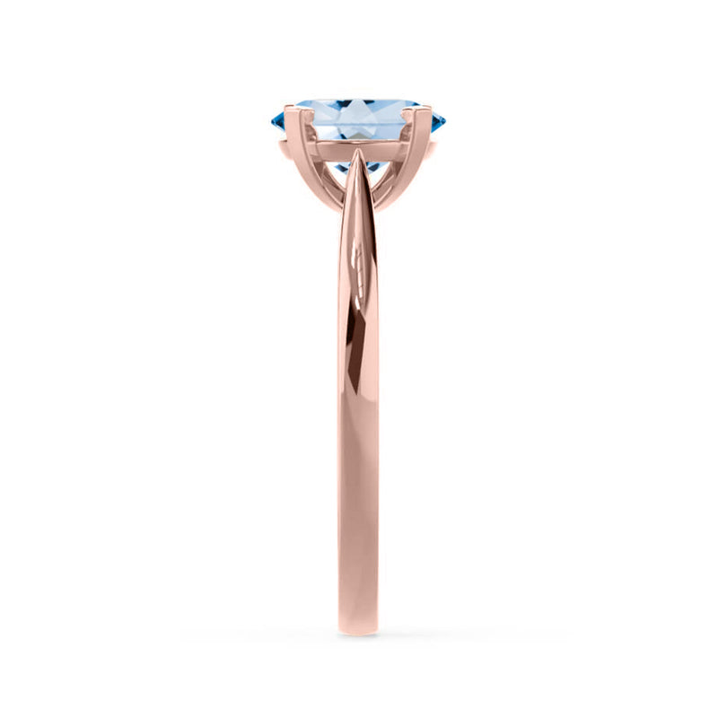 ELENA - Chatham® Round Aqua Spinel Solitaire Engagement Ring 18k Rose Gold