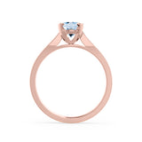 ELENA - Chatham® Round Aqua Spinel Solitaire Engagement Ring 18k Rose Gold