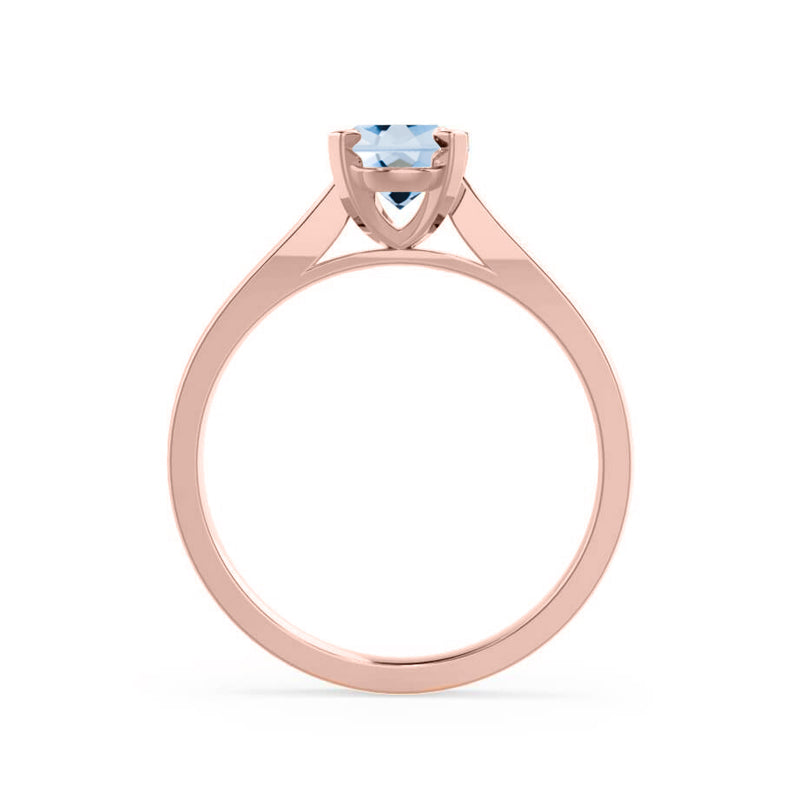 ELENA - Chatham® Round Aqua Spinel Solitaire Engagement Ring 18k Rose Gold