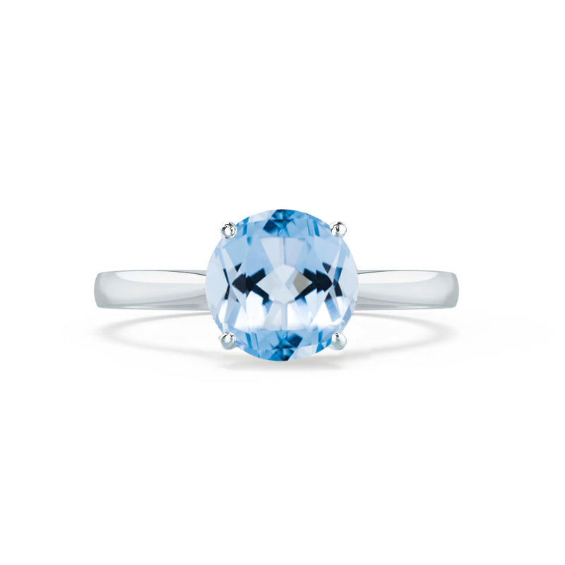 ELENA - Chatham® Round Aqua Spinel Solitaire Engagement Ring 950 Platinum