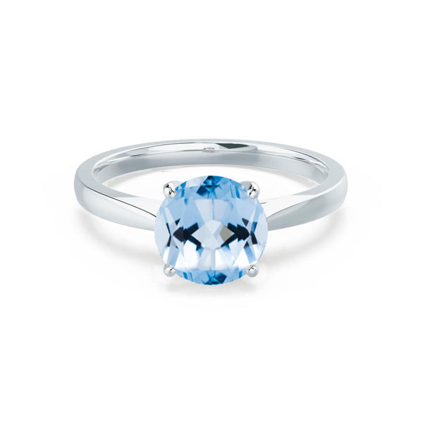 ELENA - Chatham® Round Aqua Spinel Solitaire Engagement Ring 950 Platinum
