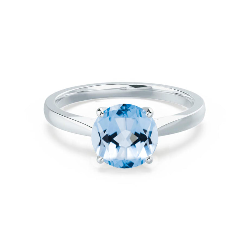 ELENA - Chatham® Round Aqua Spinel Solitaire Engagement Ring 950 Platinum